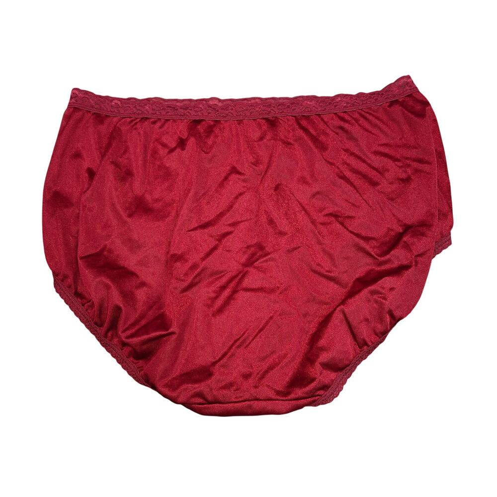 Vintage Hanes 100% Nylon Shiny Silky Brief Panty Size 10 Deep Red - Picture 4 of 6